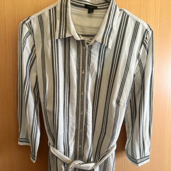 Ann Taylor Factory Striped Button Front Belted Dress Size 12 - Picture 8 of 11